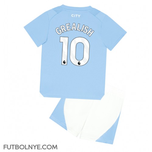 Camiseta Manchester City Jack Grealish #10 Primera Equipación para niños 2023-24 manga corta (+ pantalones cortos)